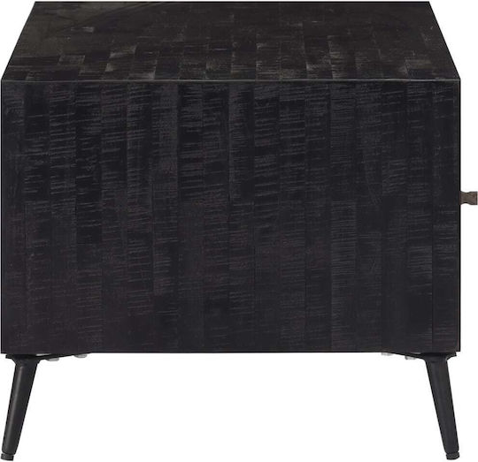 Masa Centrală Rectangulară Din Lemn Masiv Cu Sertare Neagră L90xL50xÎ41cm