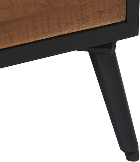 Masa Centrală Rectangulară Din Lemn Masiv Cu Sertare Neagră L90xL50xÎ41cm