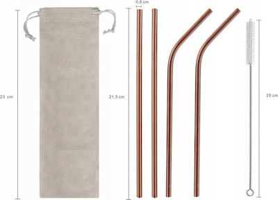 Whiskey Rocks Straws Metal Gray with Brush 4pcs