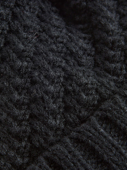 Verde Pom Pom Beanie Beanie Knitted in Black color