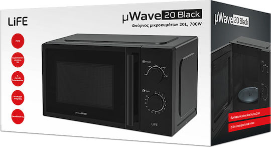Life Μwave 20 Φούρνος Μικροκυμάτων 20lt Μαύρος