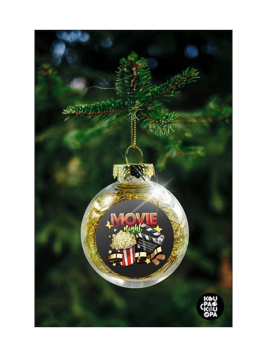 Movie Night Christmas Plastic Ball Ornament Transparent 8cm