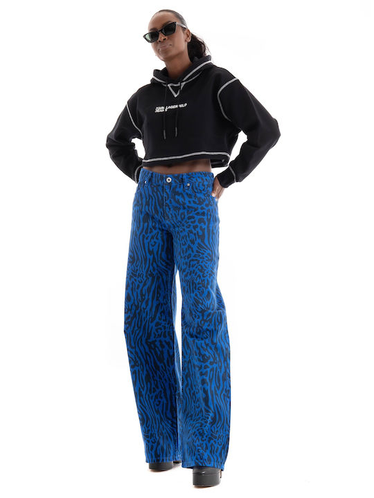 Karl Lagerfeld Women's Jean Trousers Mid Rise in Relaxed Fit Royal Blue