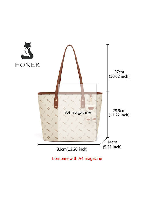 Δερμάτινη Γυναικεία Shopper Τσάντα Μπεζ