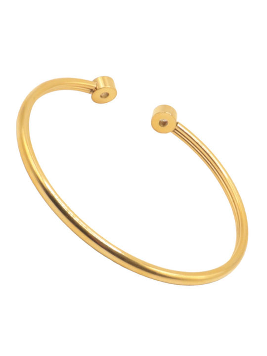 Bracelet Handcuffs made of Steel Gold Plated with Zircon