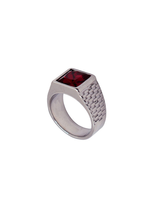 Men's Steel Ring with Stone