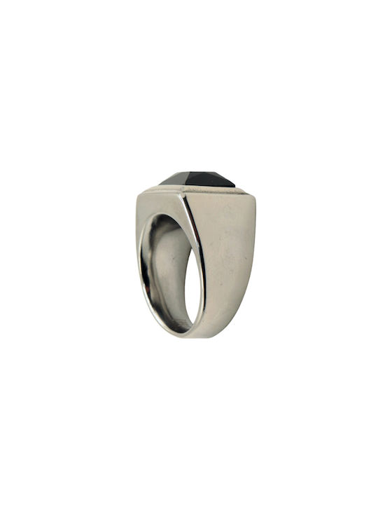 Men's Steel Ring with Stone