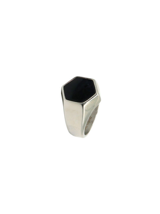 Men's Steel Ring with Enamel