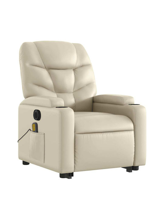 Relax Armchair Massage with Footstool from Leatherette Cream 74x89x100cm