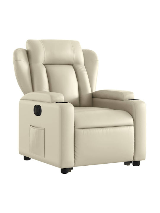 Relax Armchair with Footstool from Leatherette Cream 77x94.5x100cm