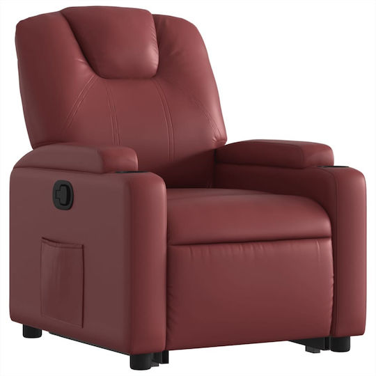 Fotoliu Relax cu Puf din Piele Ecologică Burgundia 74x88x97cm