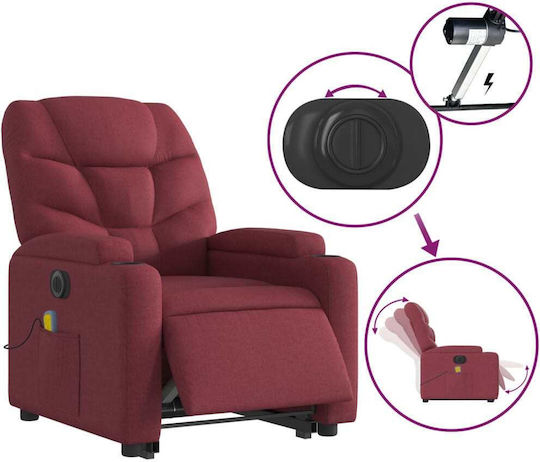 Relaxsessel Friseurwaschbecken mit Fußhocker Bordeaux 74x89x100cm