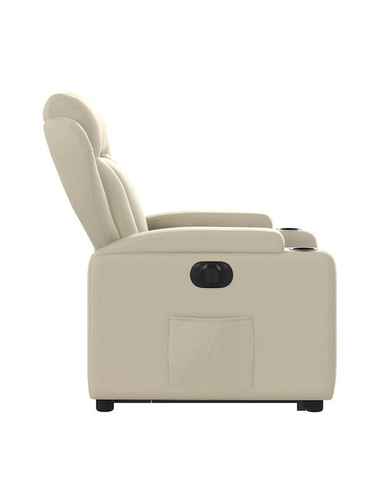 Relax Armchair with Footstool from Leatherette Cream 77x94.5x100cm