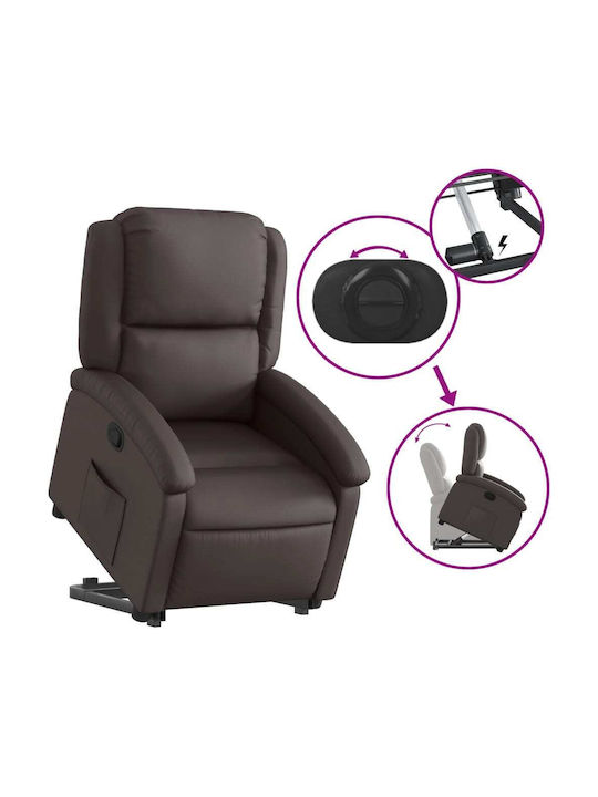 Relaxsessel mit Fußhocker aus echtem Leder Dark Brown 71x86.5x99.5cm