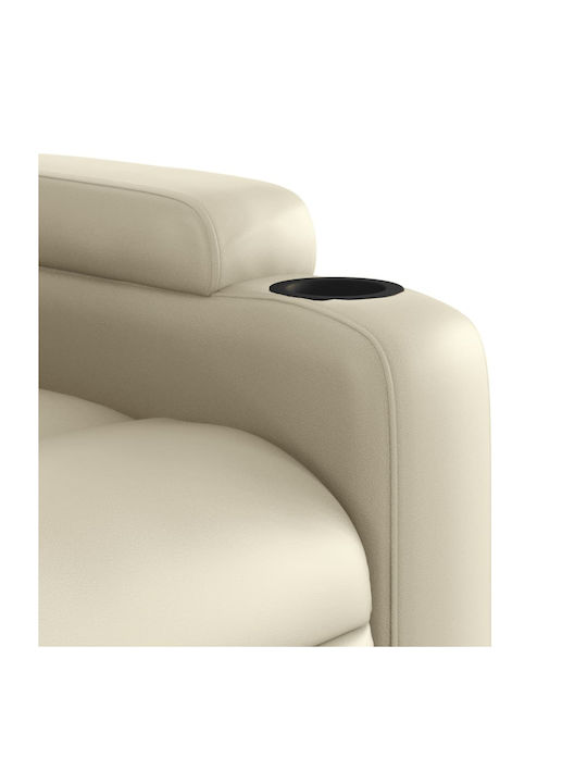 Relaxsessel Friseurwaschbecken mit Fußhocker aus Kunstleder Cream 74x89x100cm