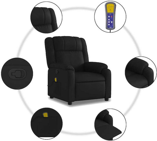 Relax Armchair Massage with Footstool from Leatherette Black 77x95x99cm