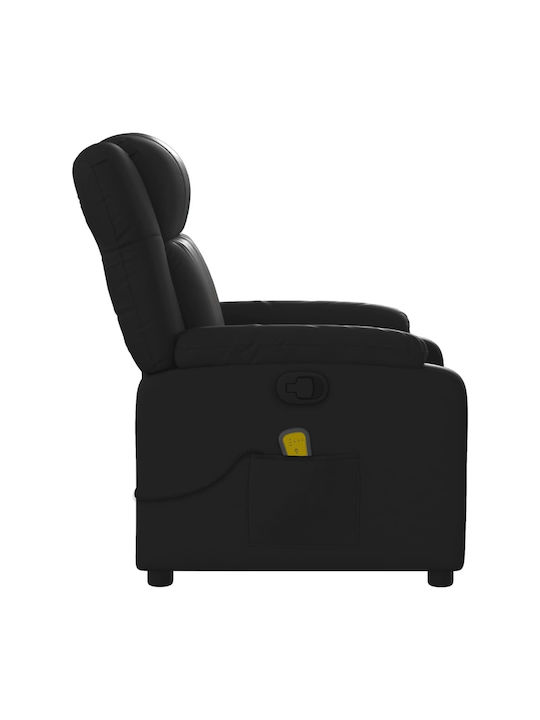 Πολυθρόνα Relax Massage με Υποπόδιο από Δερματίνη Μαύρη 77x95x99cm