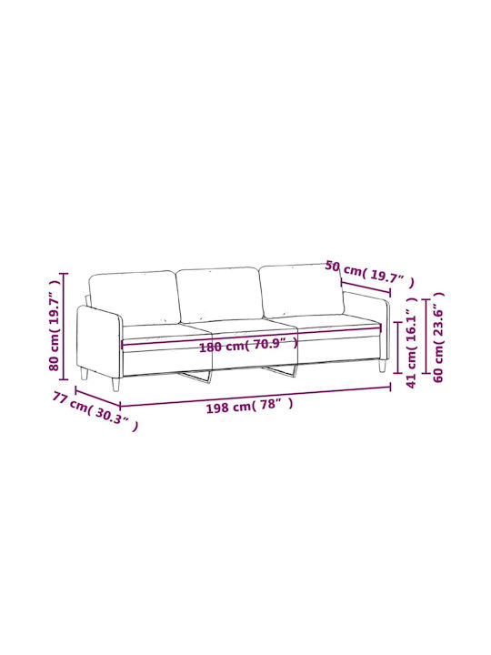 Dreisitzer Samt Sofa Dunkelgrünes 198x77x80cm