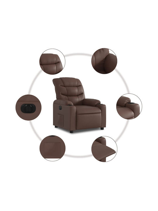 Fotoliu Relax cu Puf din Piele Ecologică Maro 75.5x93x99.5cm