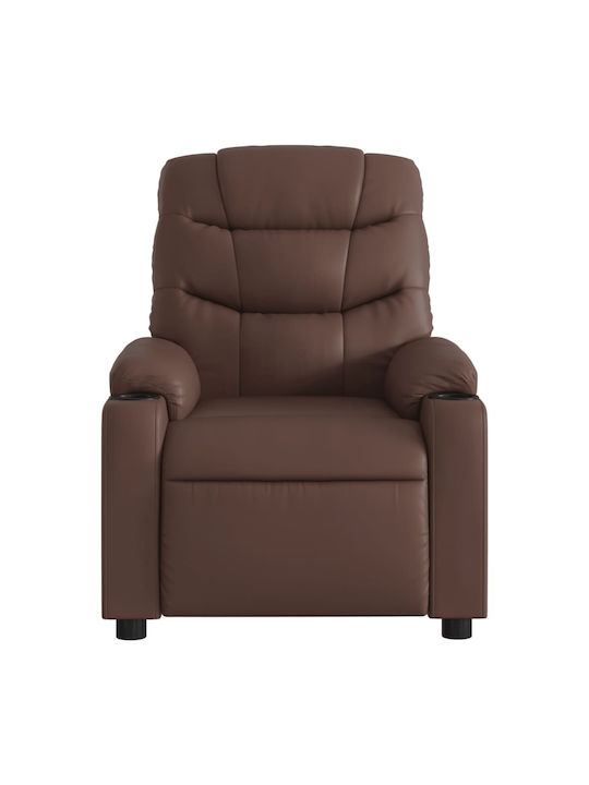Fotoliu Relax cu Puf din Piele Ecologică Maro 75.5x93x99.5cm
