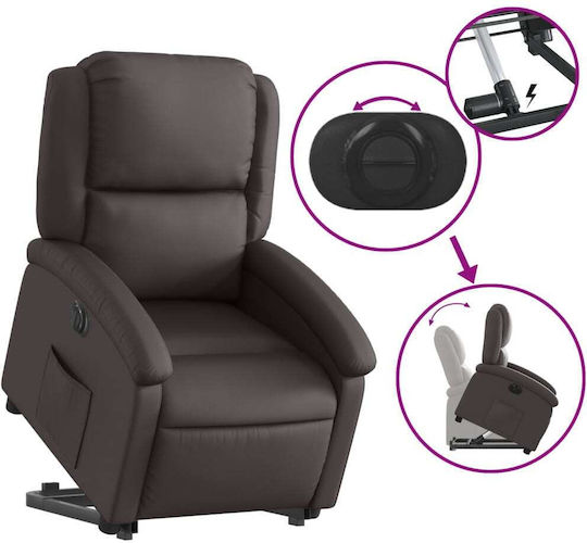Relax Armchair with Footstool from Genuine Leather ski 71x86.5x99.5cm