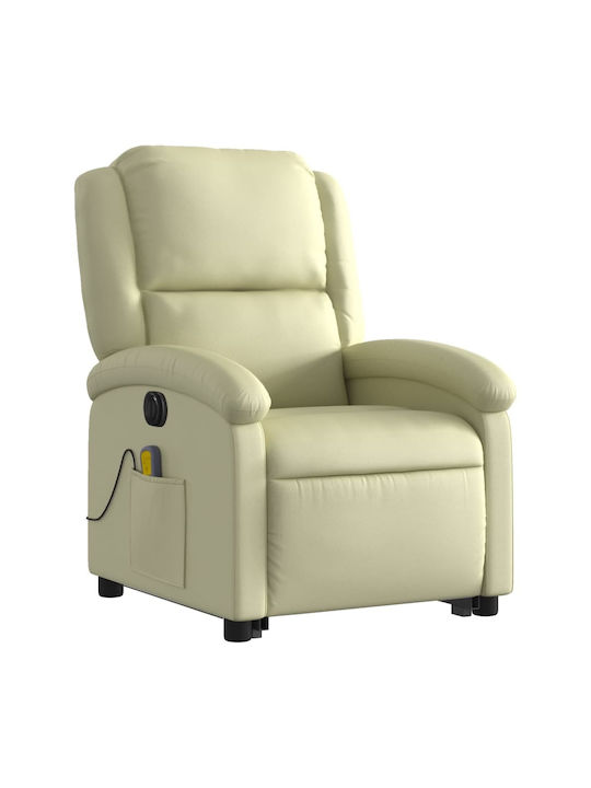 Relax Armchair Massage with Footstool from Genuine Leather Cream 71x86.5x99.5cm