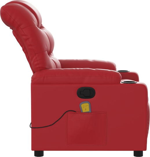 Πολυθρόνα Relax Massage με Υποπόδιο από Δερματίνη Κόκκινη 75.5x93x99.5cm