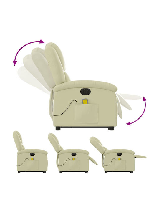 Relax Armchair Massage with Footstool from Genuine Leather Cream 71x86.5x99.5cm