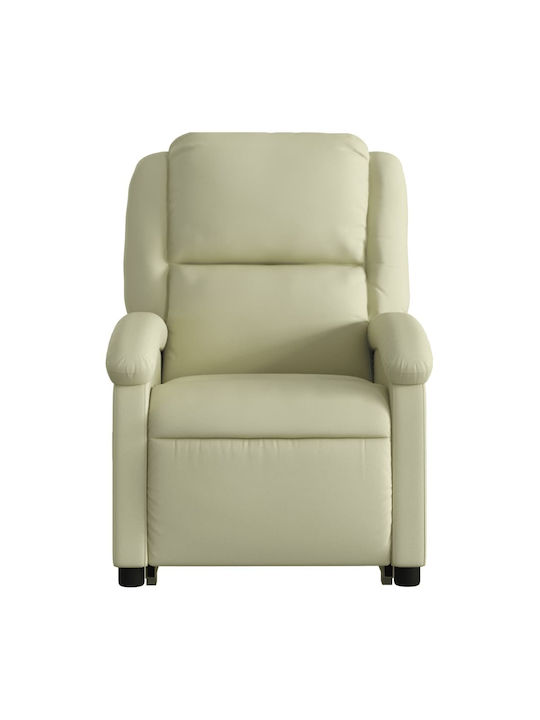 Relax Armchair Massage with Footstool from Genuine Leather Cream 71x86.5x99.5cm