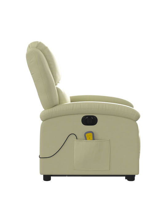 Relax Armchair Massage with Footstool from Genuine Leather Cream 71x86.5x99.5cm