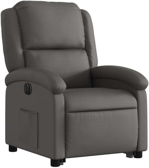 Fotoliu Relax cu Puf din Piele Naturală Gri 71x86.5x99.5cm