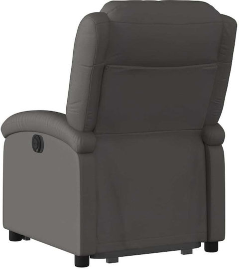 Fotoliu Relax cu Puf din Piele Naturală Gri 71x86.5x99.5cm