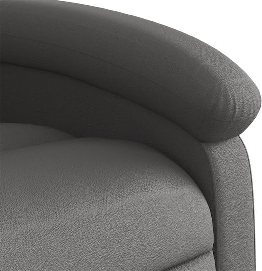 Fotoliu Relax cu Puf din Piele Naturală Gri 71x86.5x99.5cm