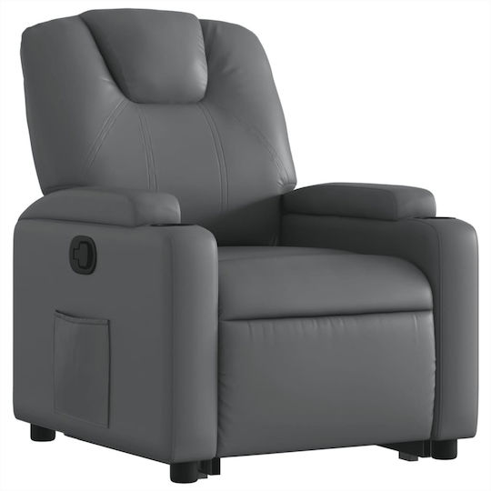 Πολυθρόνα Relax με Υποπόδιο από Δερματίνη Γκρι 74x88x97cm