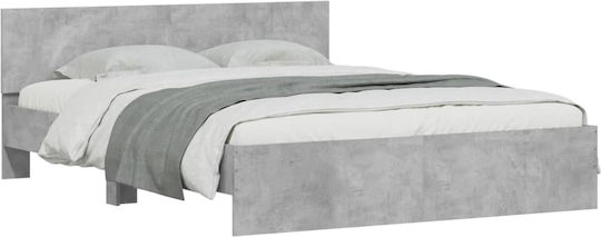 Легло Двойно Дървено Grey Concrete с Ламели за Матрак 140x200см