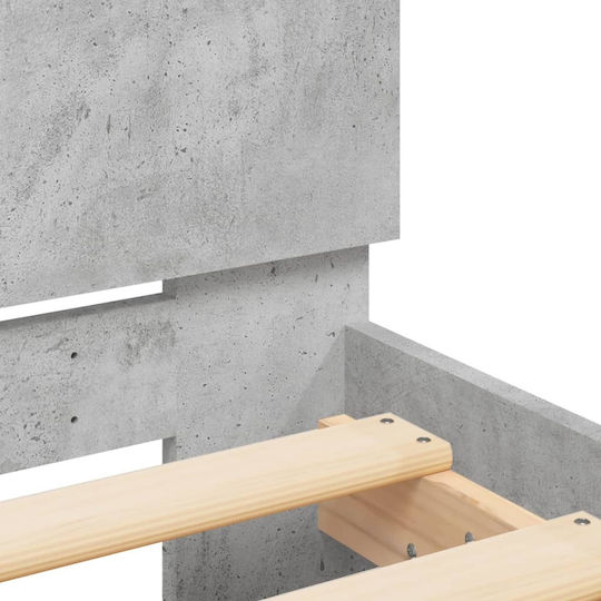 Легло Двойно Дървено Grey Concrete с Ламели за Матрак 140x200см