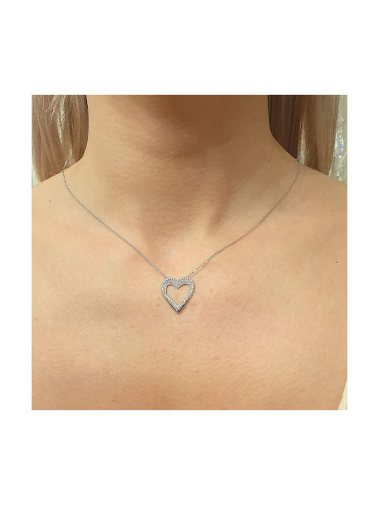 Kosmima Michalis Necklace with design Heart from Silver with Zircon