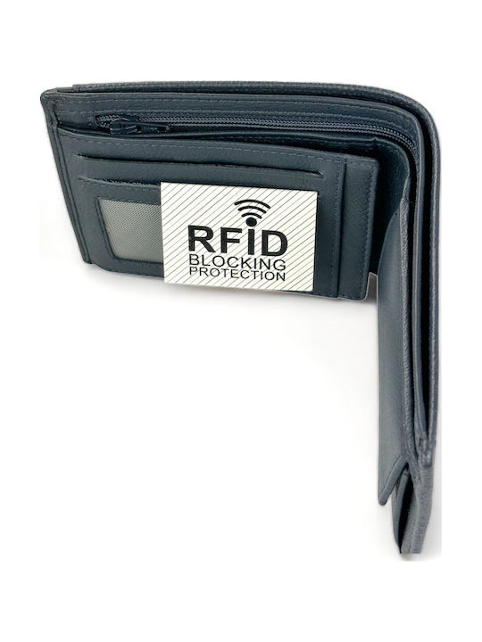 Leather Men's Wallet Classic with RFID Blue