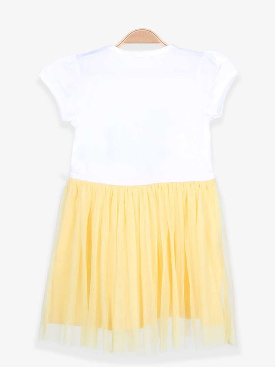 Trendy Shop Kids Dress Tulle Short Sleeve White