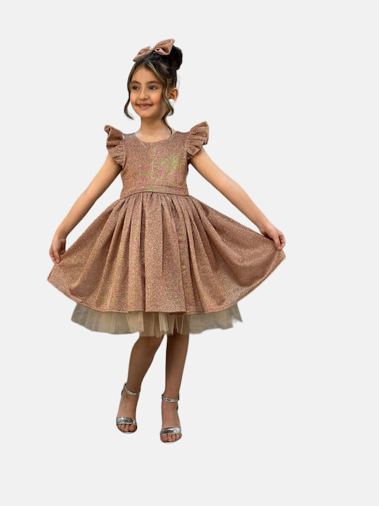 Kids Dress Tulle Short Sleeve beige