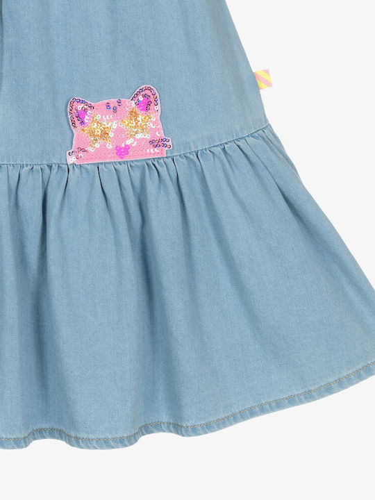 Billieblush Kids Dress Denim Short Sleeve Blue