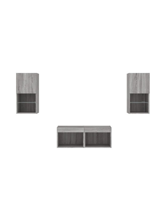 Wohnzimmer TV-Einheit Grey Sonoma mit Beleuchtung L80xB30cm