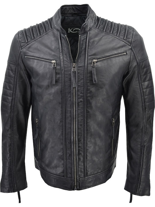Leather Winter Jacket Biker Black