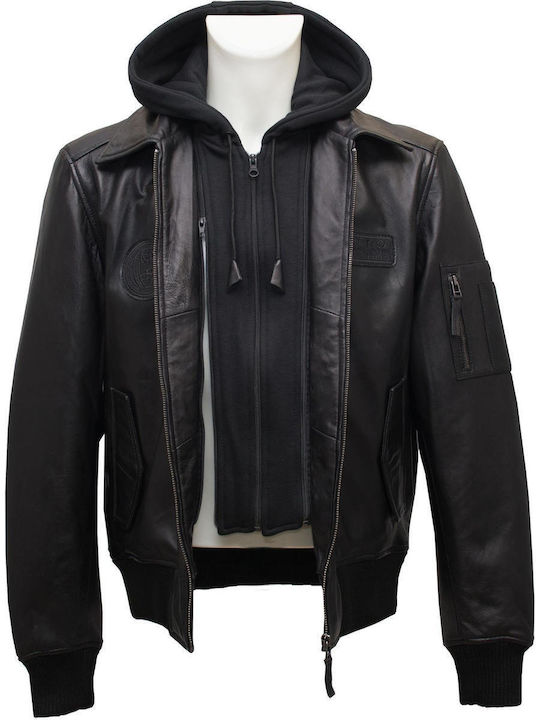 Δερμάτινα 100 Herren Winter Jacke Leder Μαύρο (Black)