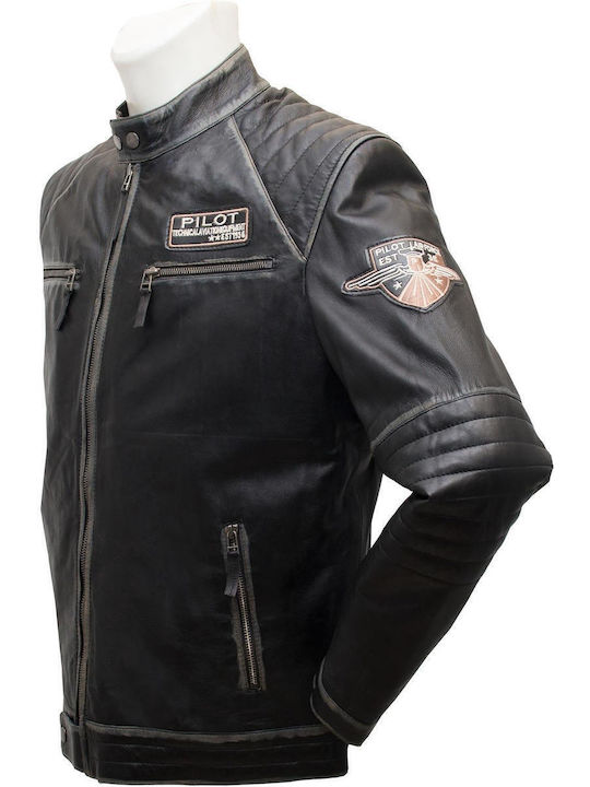 Δερμάτινο Μπουφάν Μαύρο (BLACK)