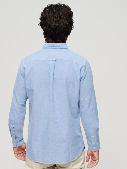 Superdry Men's Shirt Long Sleeve Cotton Royal Blue