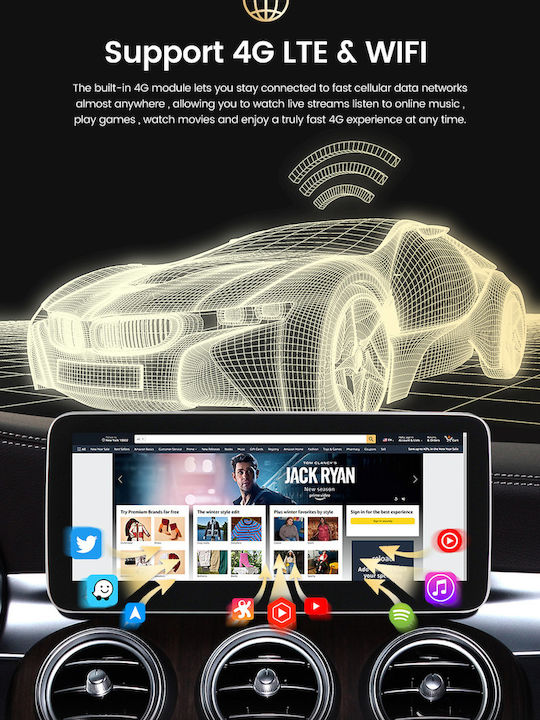 Carmedia Car Audio System for Mercedes-Benz B Class 2012-2015 with Touch Screen 10.25" Bluetooth USB Wi-Fi GPS Apple CarPlay Android Auto