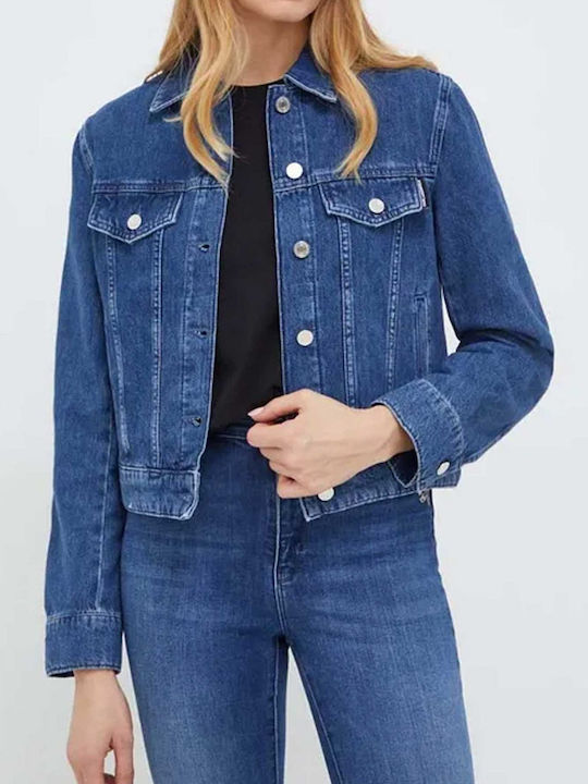 Karl Lagerfeld Women's Short Jean Jacket for Spring or Autumn Blue