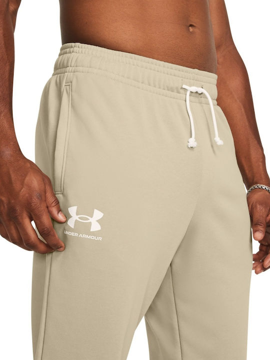 Ua Rival Terry Sweatpants with Elastic Beige