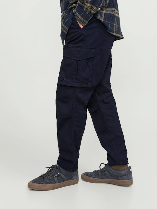 Trousers Cargo Elastic in Loose Fit Dark Blue